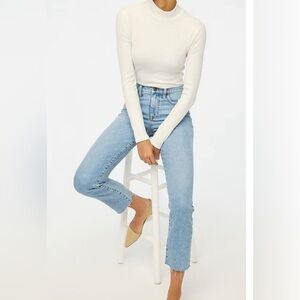 J crew Ribbed-knit mockneck top ivory XL